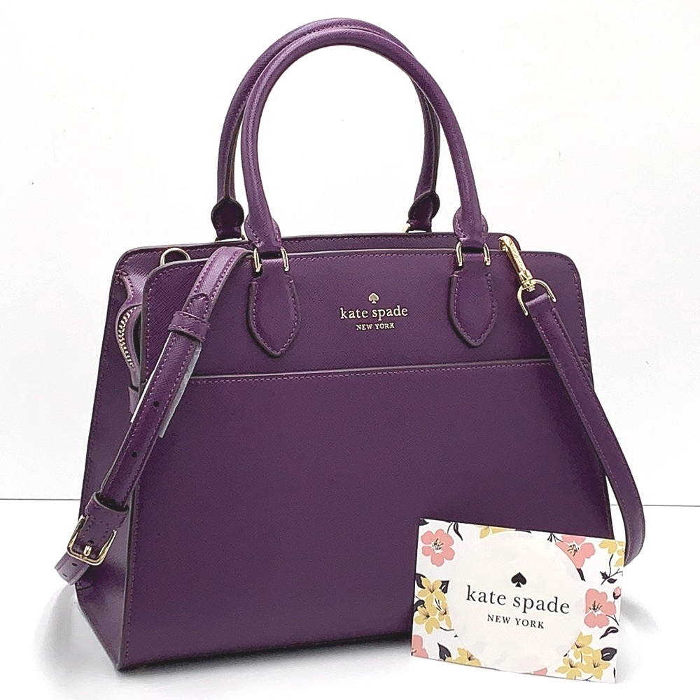 KATE SPADE Madison Saffiano Leather Medium Satchel RIPE PLUM COLOR - Picture 1 of 13